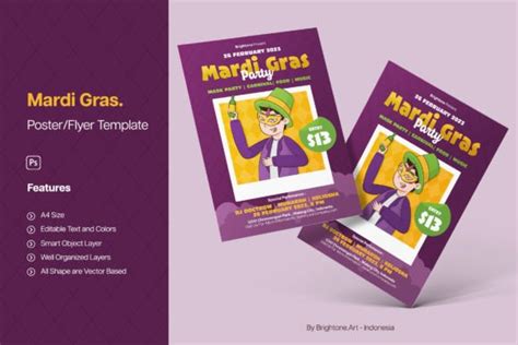 Poster Flyer A4 - Mardi Gras Day Graphic by brightonexart · Creative Fabrica