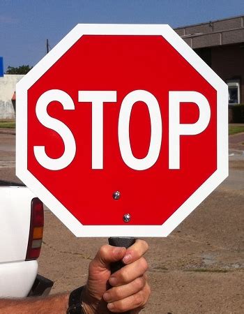 Hand Held Aluminum Stop Sign Available in 3 Sizes and 3 Message Options