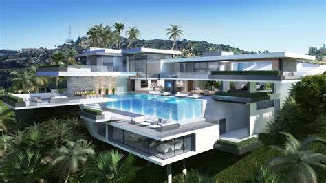 Download Modern Mansion With Big Pool Wallpaper | Wallpapers.com