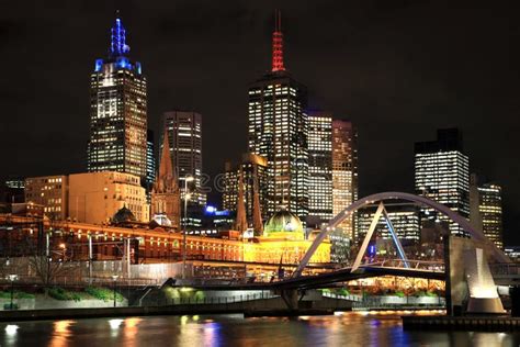 Melbourne City at Night stock image. Image of central - 14813673