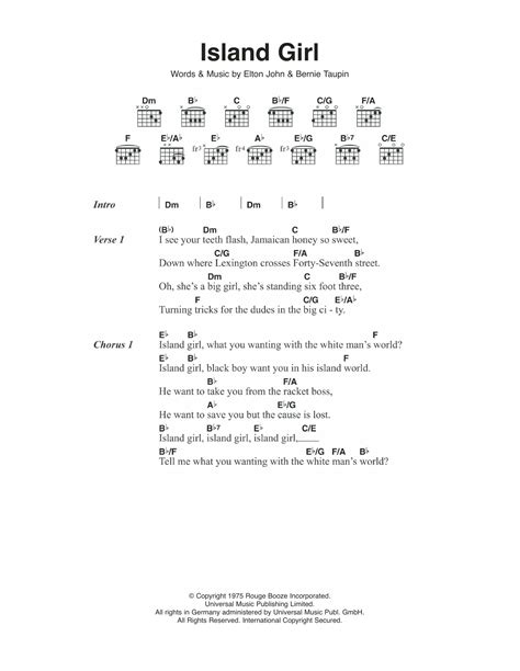 Island Girl by Elton John - Guitar Chords/Lyrics - Guitar Instructor