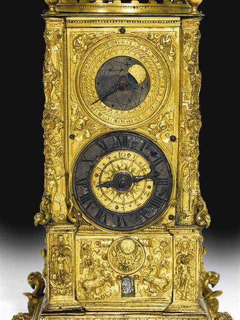 A gilt-brass table clock with alarm, German, circa 1580 | Lot | Clock, Antique clocks, Table clock