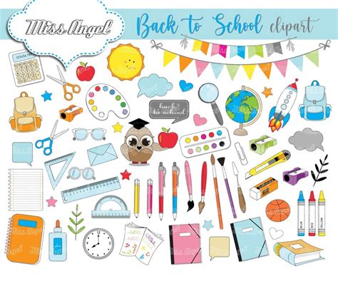 Back to School CLIPART. Teacher Clipart, Student Clipart. School Life Clip Art PNG. School ...