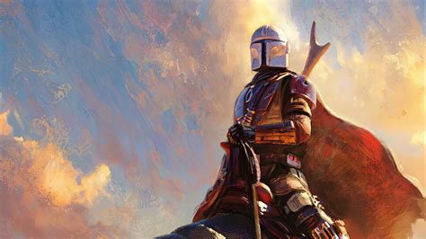 The Mandalorian, painting, oil painting, Star Wars, low-angle HD Wallpaper