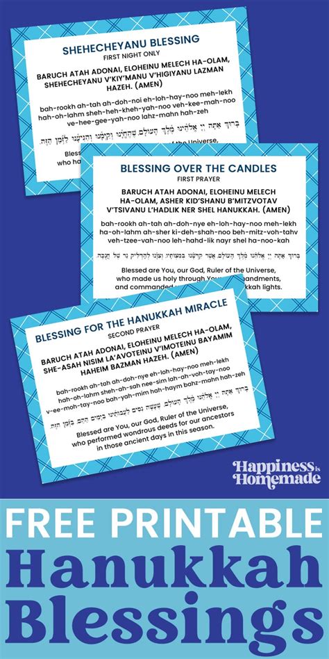 Hanukkah Blessings: Printable Hanukkah Prayer Cards - Happiness is Homemade