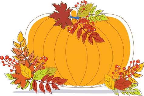 Pumpkin in autumn with autumn leaves vector for decoration and ...