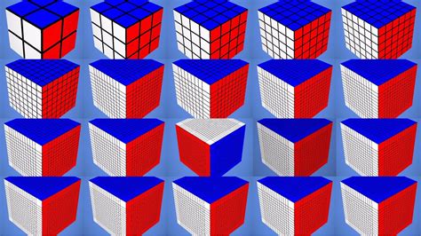 All the size of Rubik’s cube solved (2x2-20x20) reverse playback - YouTube