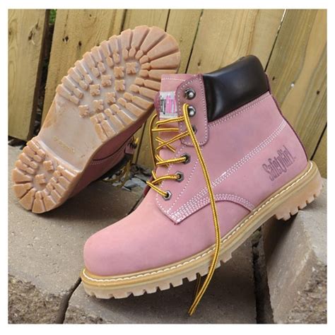 Safety Girl Steel Toe Work Boots - Light Pink | Womens work boots, Pink ...