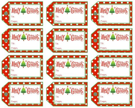 Christmas Gift Tags Merry Christmas Polka Dot and Stripe