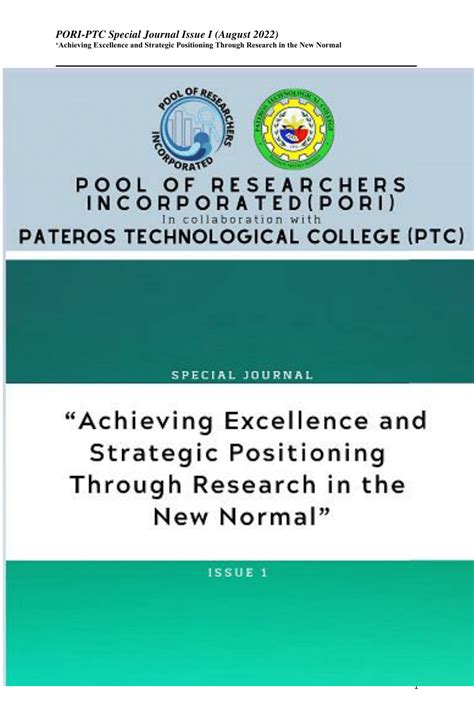 (PDF) PORI-PTC Special Journal Issue I (August 2022) 'Achieving Excellence and Strategic ...