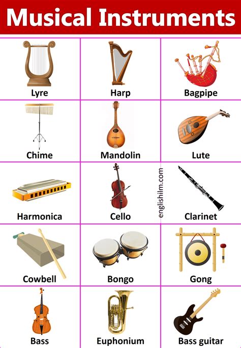 Names of The Musical Instruments with Images | English ilm | Musical ...