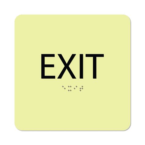 Braille Exit Sign, Photoluminescent, 6″x 6″ | Alpha Dog ADA Signs