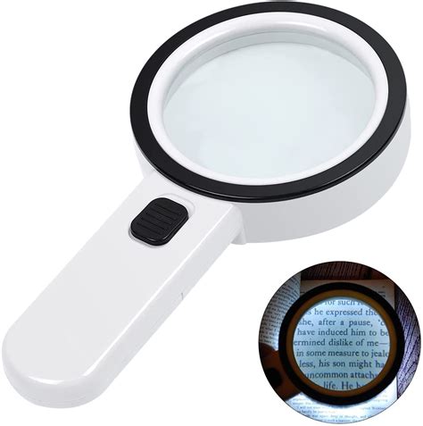 Illuminated Reading Magnifier, 30X Magnifier with 12 LED Light ...