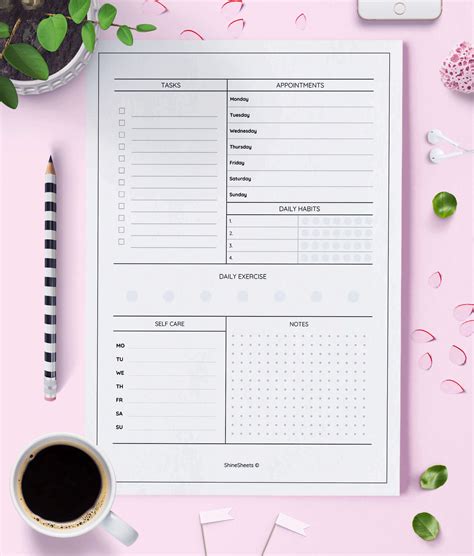 Weekly Planner Printable (Week on 2 pages) | ShineSheets