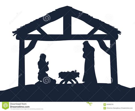 Christian Nativity Christmas Scene Silhouettes Stock Vector ...