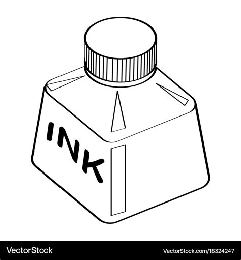 Line drawing of ink bottle -simple Royalty Free Vector Image