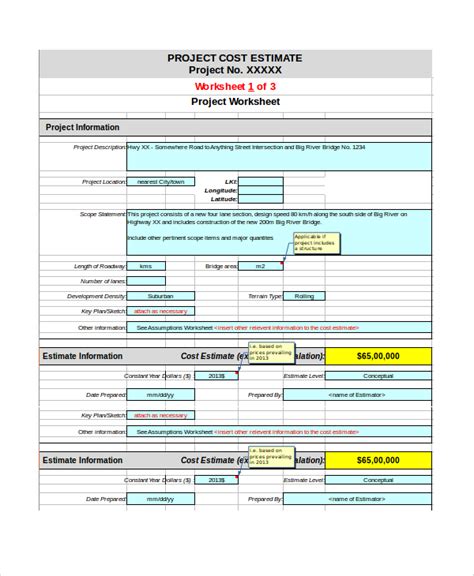 FREE Sample Project Estimate Templates In Excel MS Word PDF | Unique ...