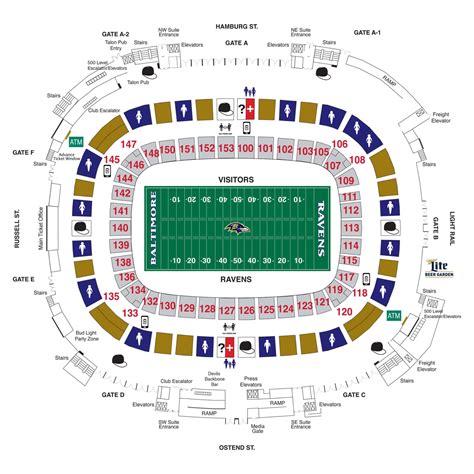 Baltimore Ravens Seating chart for M&T Bank Stadium 2024