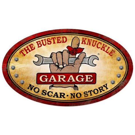 Busted Knuckle Garage - 24" x 14" Metal Sign · VintroSigns · Online ...