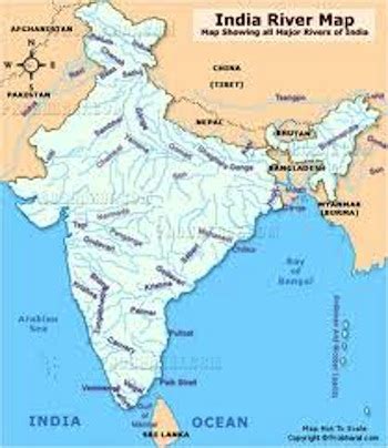 The Ganges River, Indus River and oceans surrounding India.