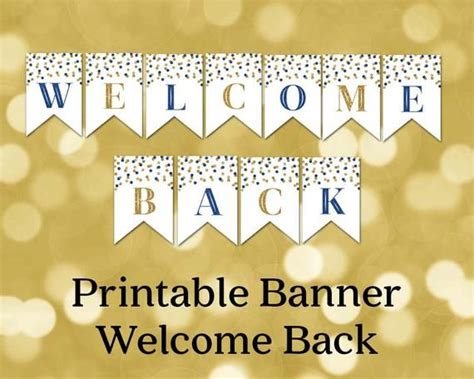 Printable Welcome Back Banner Blue Gold Confetti Bunting Instant ...