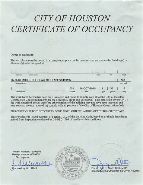 Certificate of Occupancy S-2 – Active Industrial Fire Protection