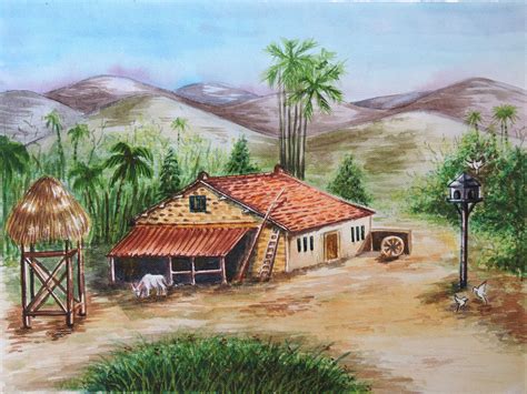 Buy Painting Village Landscape Artwork No 11684 by Indian Artist Abhinay Kadu