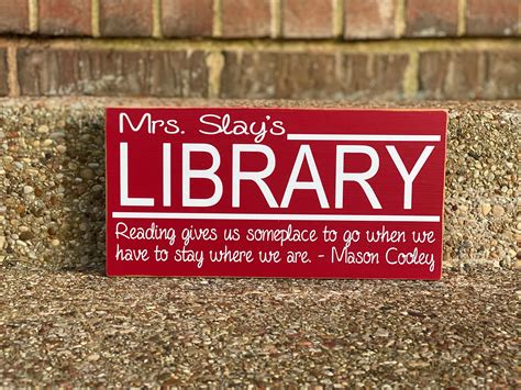 Library Sign Library Decor Wood Library Sign Gift For | Etsy