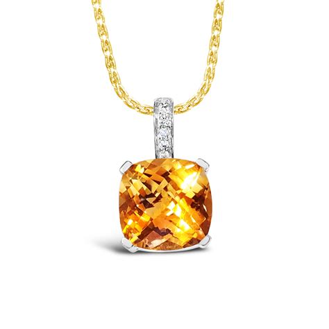 Citrine and Diamond Pendant - Michael's Creative Jewelry