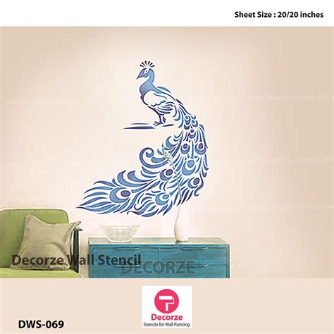 Peacock Art Wall Painting | Peacock stencil Painting | Wall Painting ...