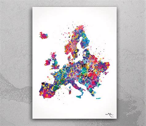 Map of Europe Map Wall Art Watercolor Print Travel Art Wanderlust Poster Wall Decor Map Art Wall ...