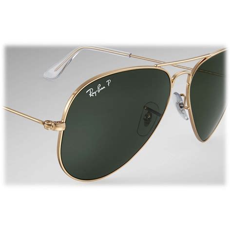 Ray-Ban - RB3025 001/58 - Original Aviator Classic - Gold - Polarized Green Classic G-15 Lenses ...