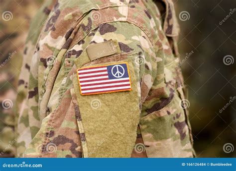 United States Flag with Peace Sign Canton on Military Uniform. US Peace Flag Stock Photo - Image ...