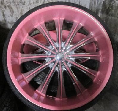 BENTCHI 28 INCH 5 LUGS CHROME & PINK RIMS & TIRES - 5X4.5 - GOOD SHAPE ...