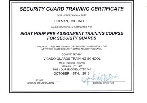 Security Guard Training Certificate - Security Guards Companies