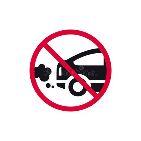 No Exhaust Prohibited Sign, No Emitting Exhaust Fumes Forbidden Modern Round Sticker, Vector ...