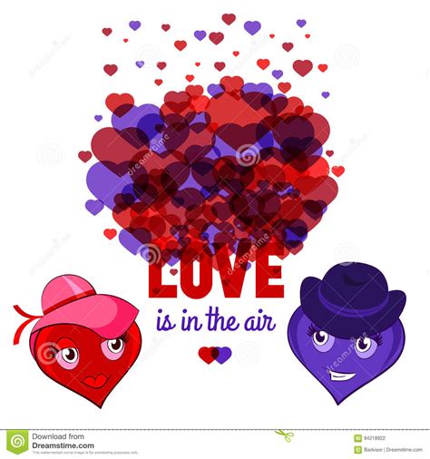 Love is in the Air - Greeting Card for St. Valentine`s Day Stock Vector - Illustration of amour ...