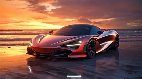 A 4K ultra HD wallpaper of a futuristic McLaren 720S parked on a beach