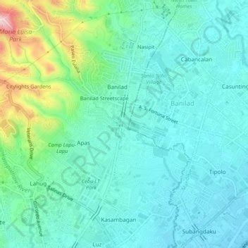 Banilad Town Center topographic map, elevation, terrain