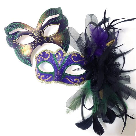 Masquerade Masks Couples Mardi Gras Masks Women Feather Mask Mardi Gras ...