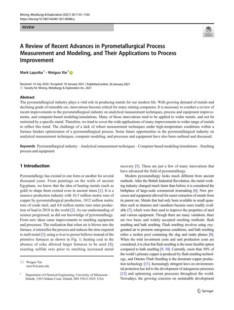 (PDF) A Review of Recent Advances in Pyrometallurgical Process ...