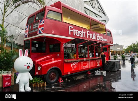 Food truck shaped like a British bus in Shenzhen, Guangdong, China ...