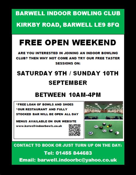 Free Open Day 2023 • Barwell Indoor Bowls Club