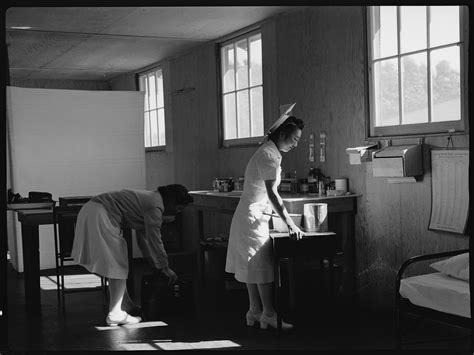 File:San Bruno, California. Medical clinic at this assembly center. Evacuee nurses of Japanese ...