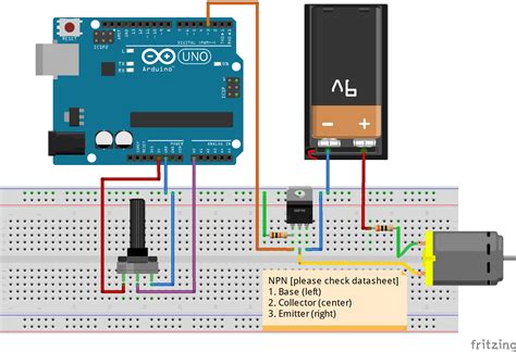 C Schema Control Dc Motor With Npn Transistor Arduino Pwm Arduino | My ...