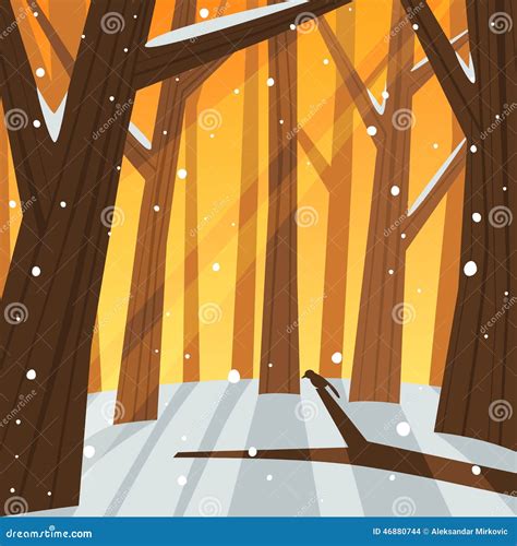 Winter in the Forest stock vector. Illustration of season - 46880744