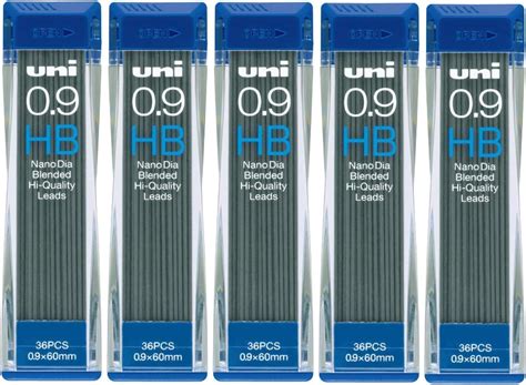 Amazon.com : Uni NanoDia Mechanical Pencil Leads 0.9mm HB, 5 Pack/total 180 Leads Value Set ...