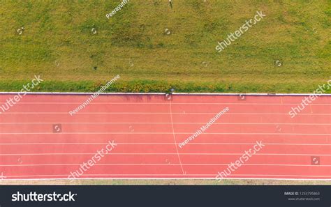 Stadium Running Track Top View Drone Stock Photo (Edit Now) 1253795863