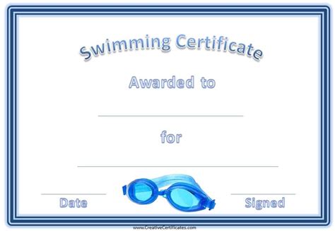 FREE Swimming Certificate Templates | Customize Online