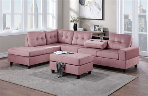 Heights Pink Sectional Set